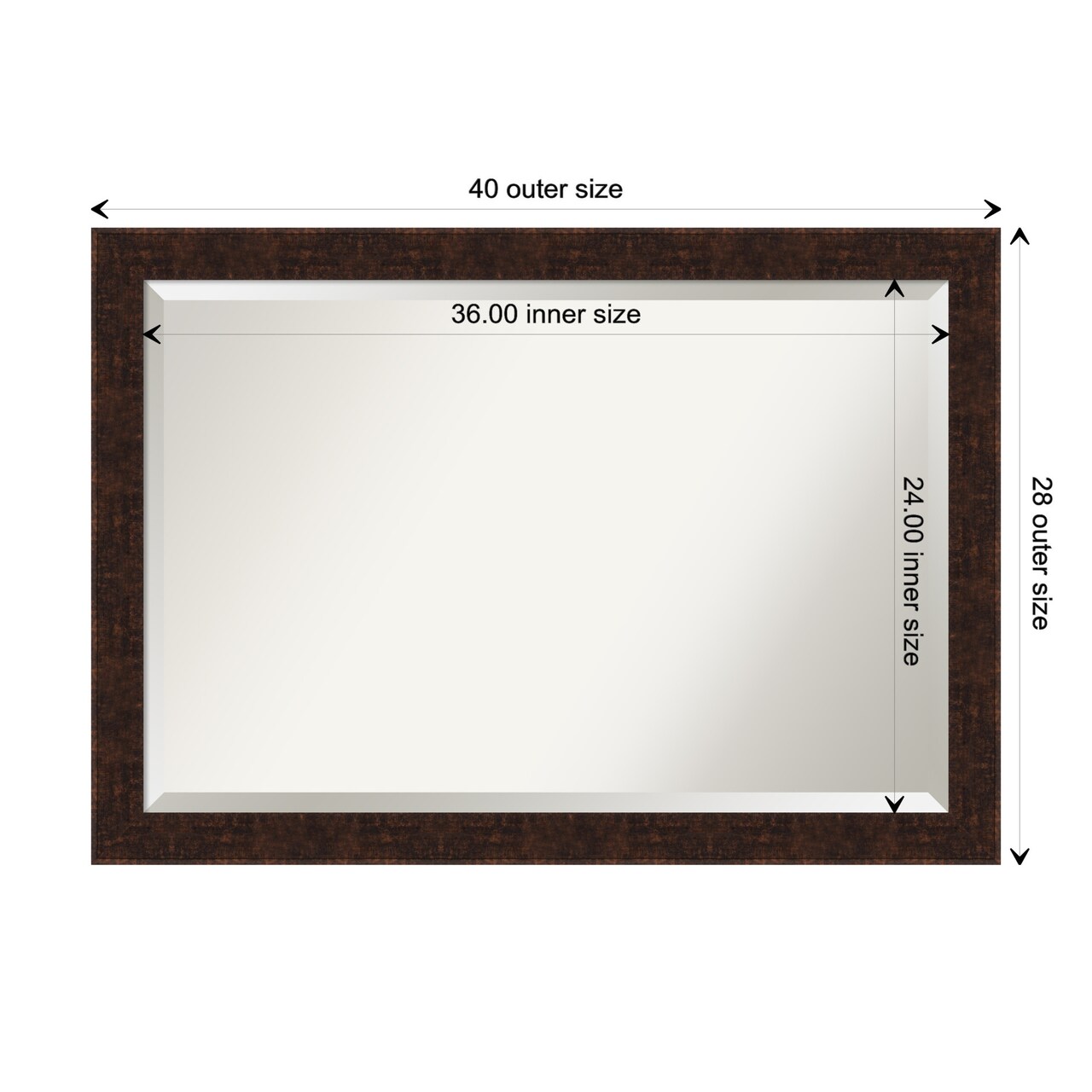 Beveled Bathroom Wall Mirror, William Mottled Bronze Narrow Frame